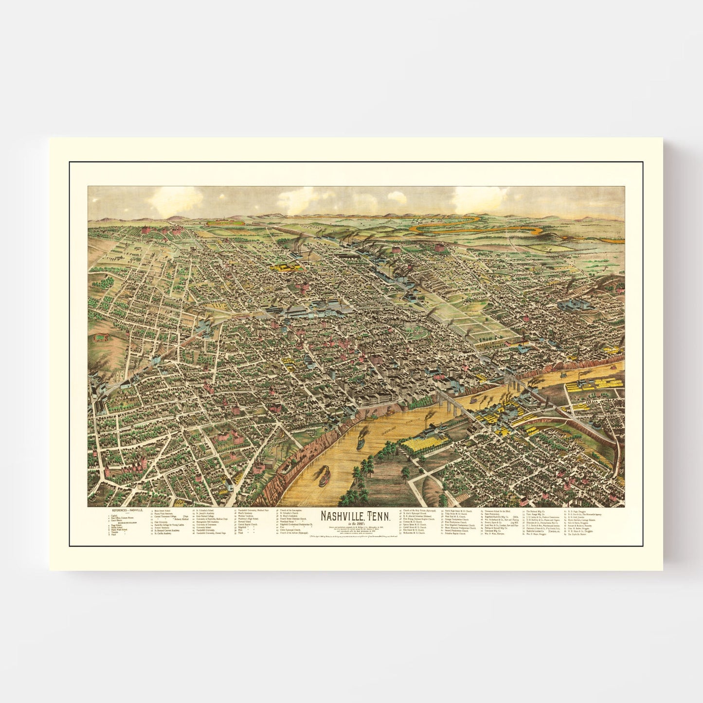 Vintage Map of Nashville, Tennessee, 1958