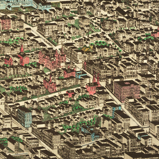 Vintage Map of Nashville, Tennessee, 1958