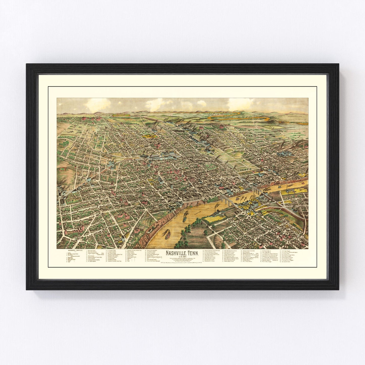 Vintage map of Nashville, Tennessee, 1958
