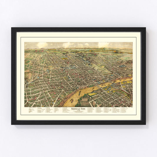 Vintage map of Nashville, Tennessee, 1958