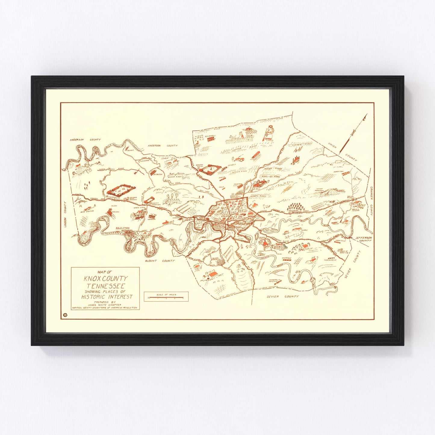 vintage map of Knox County, Tennessee, 1937