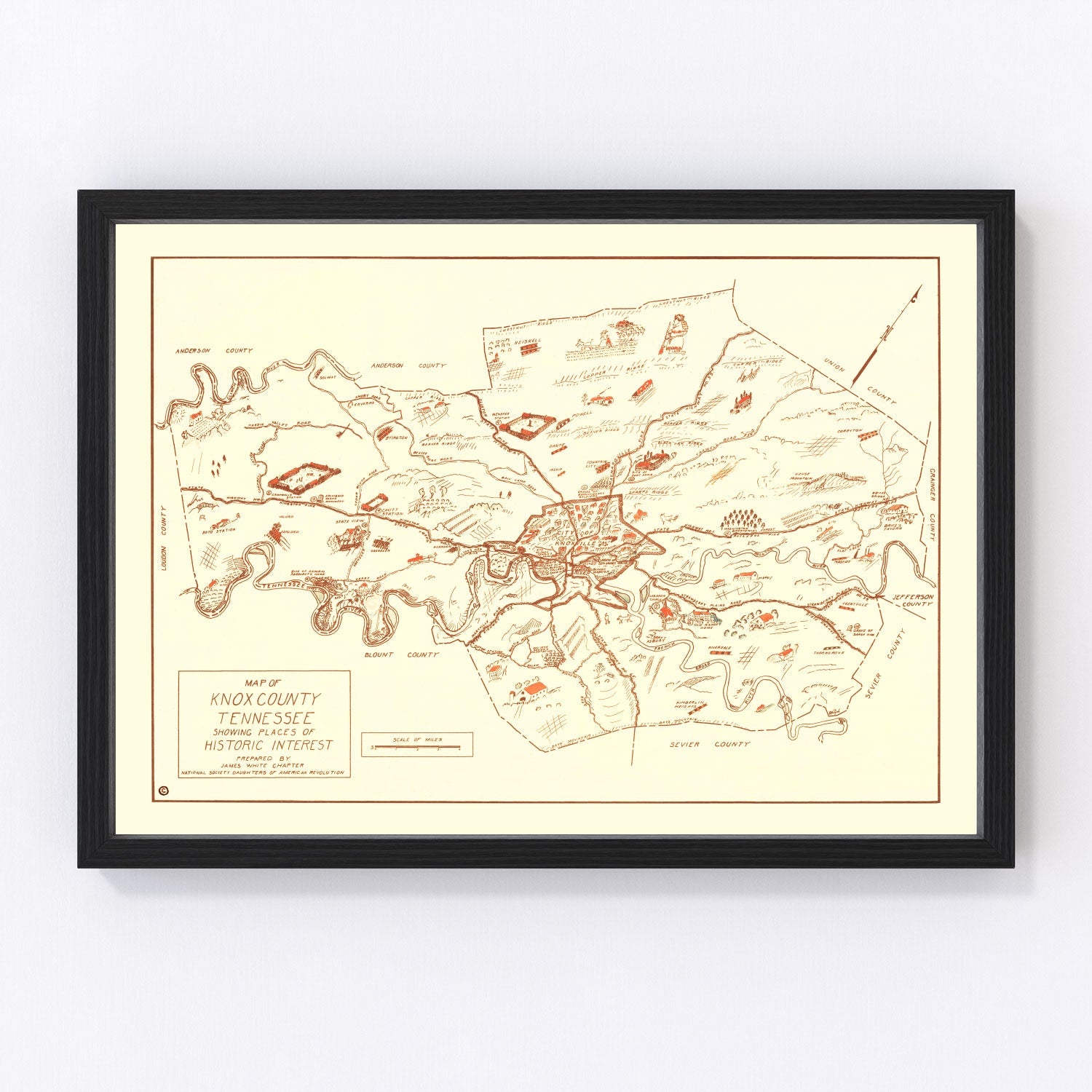 vintage map of Knox County, Tennessee, 1937