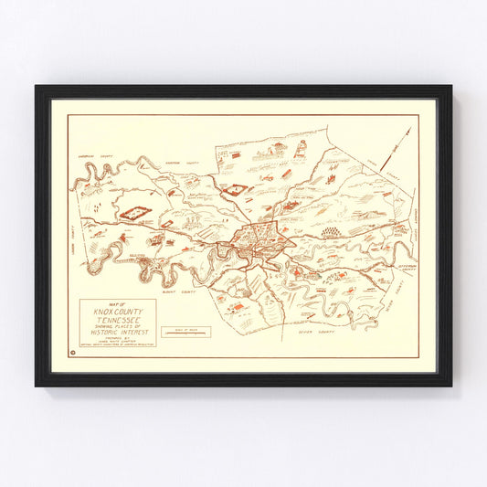 vintage map of Knox County, Tennessee, 1937
