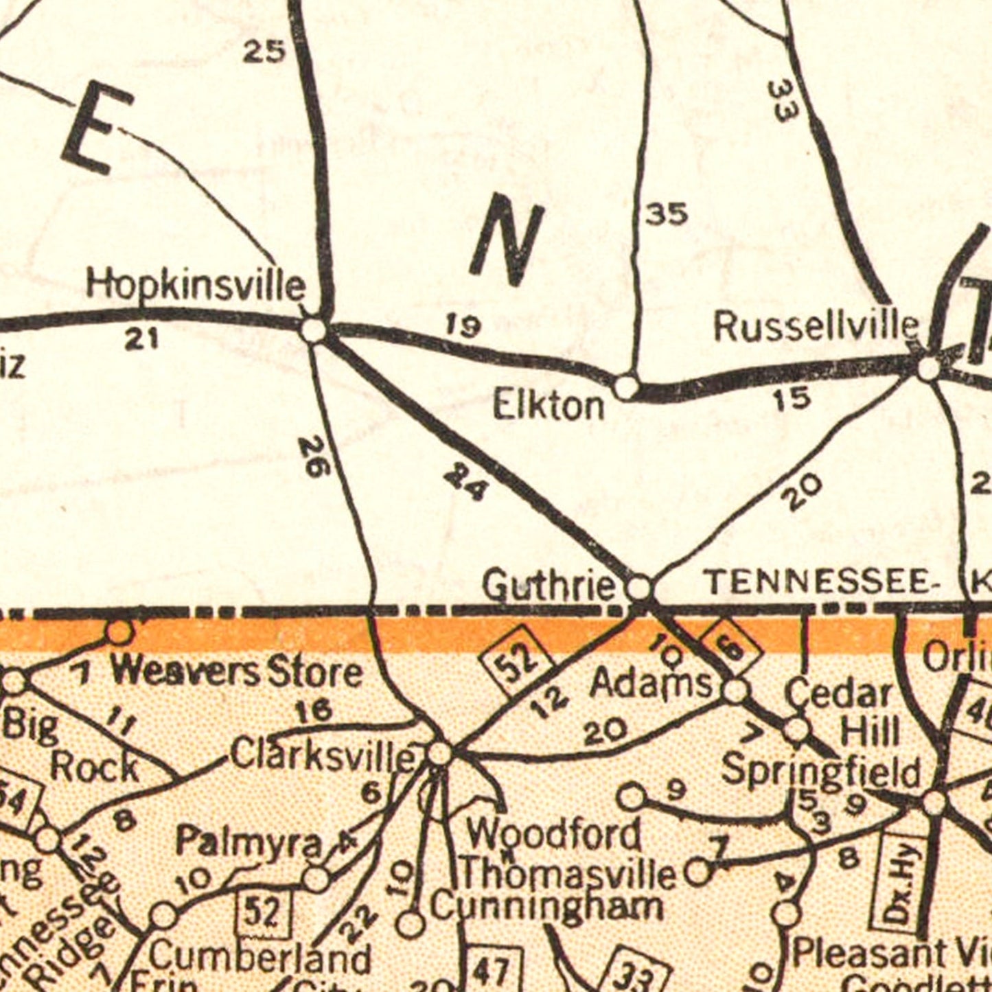 Vintage Map of Tennessee, 1920
