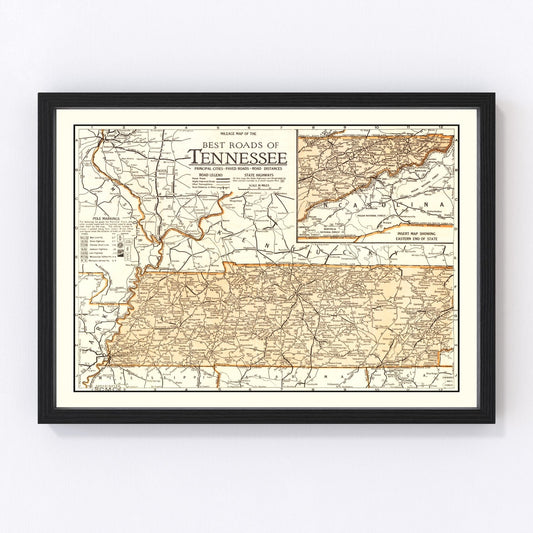 vintage map of Tennessee, 1920