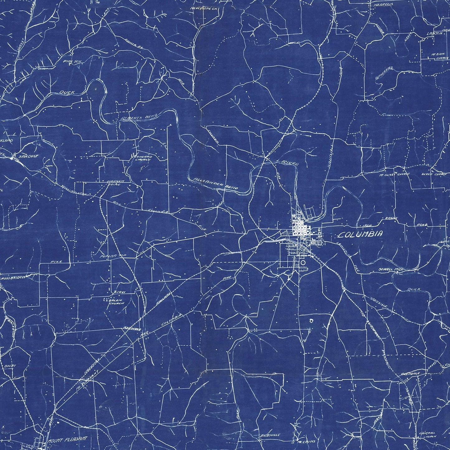 Vintage Map of Maury County, Tennessee, 1924