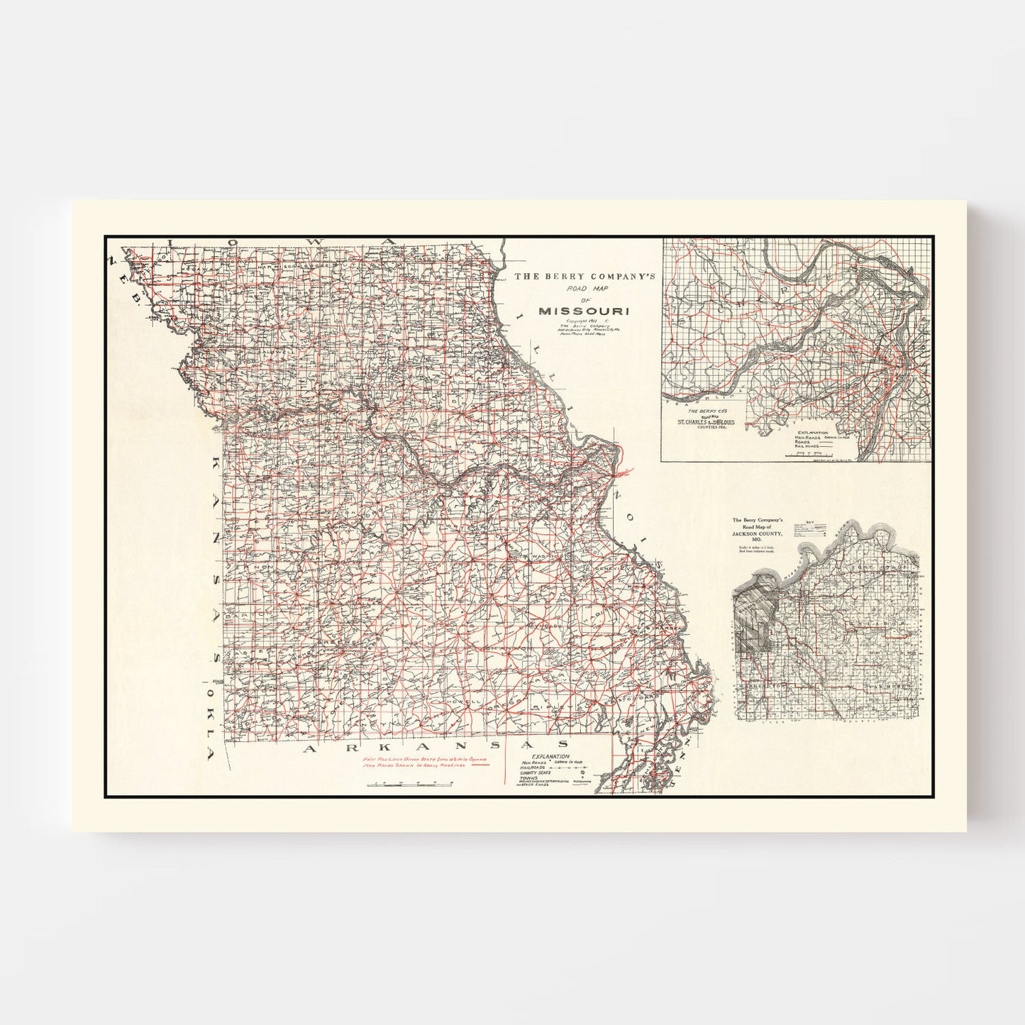 Vintage Map of Missouri, 1911