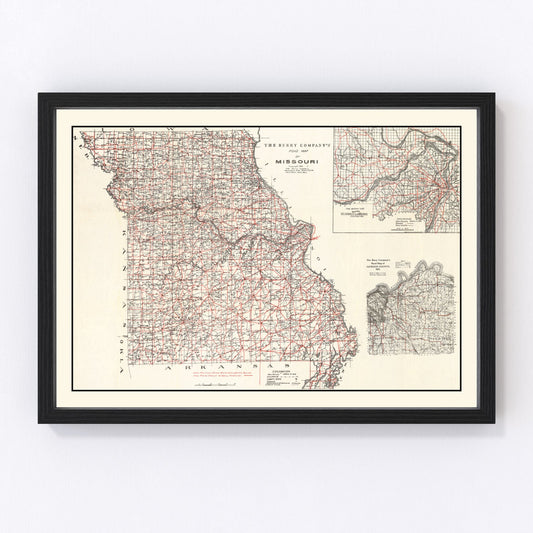 Vintage map of Missouri, 1911