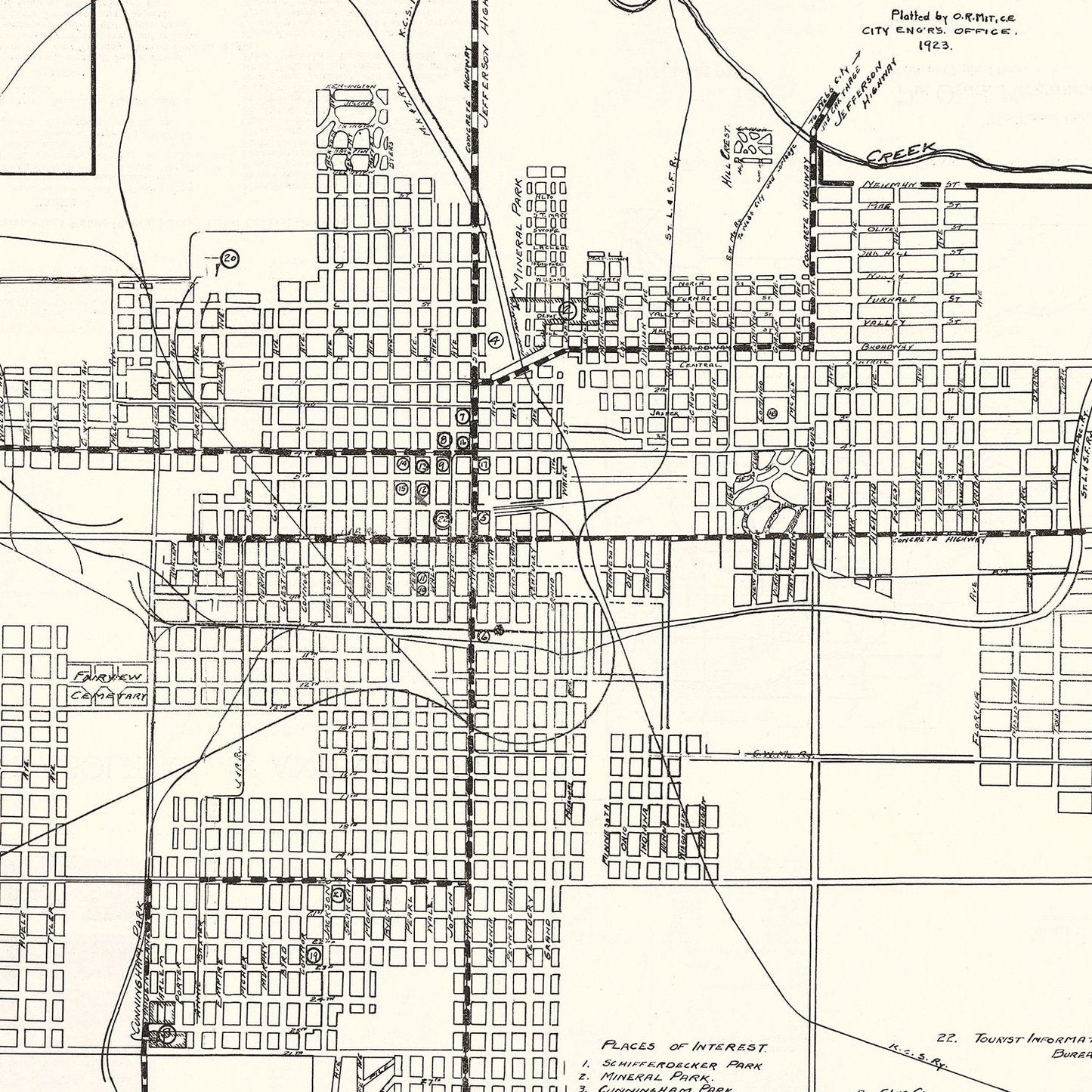 Vintage Map of Joplin, Missouri, 1923