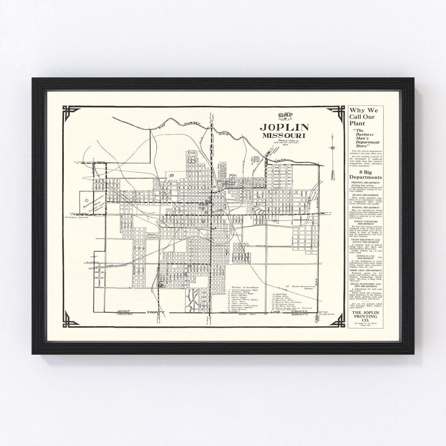 Vintage map of Joplin, Missouri, 1923