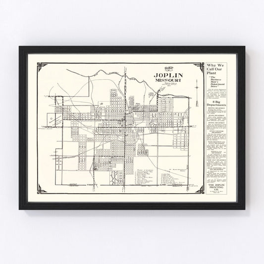 Vintage map of Joplin, Missouri, 1923