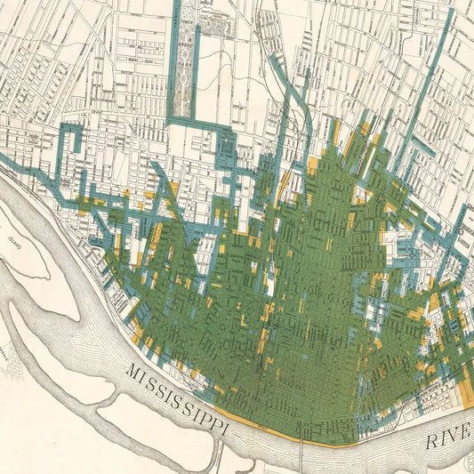 Vintage Map of Saint Louis, Missouri, 1884