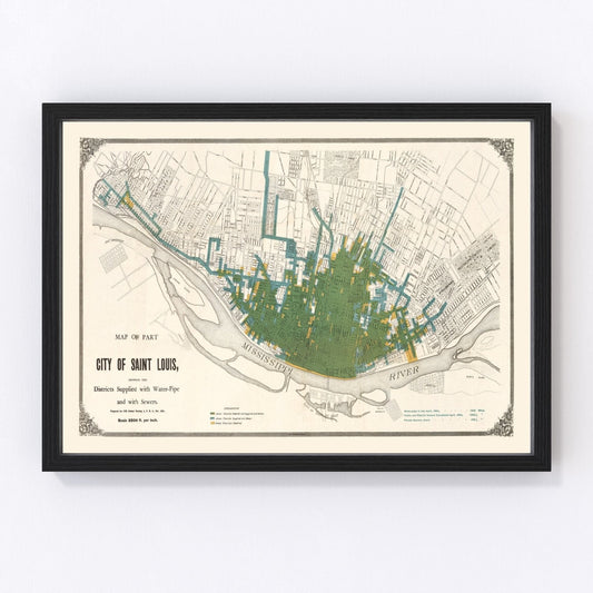 vintage map of Saint Louis, Missouri, 1884