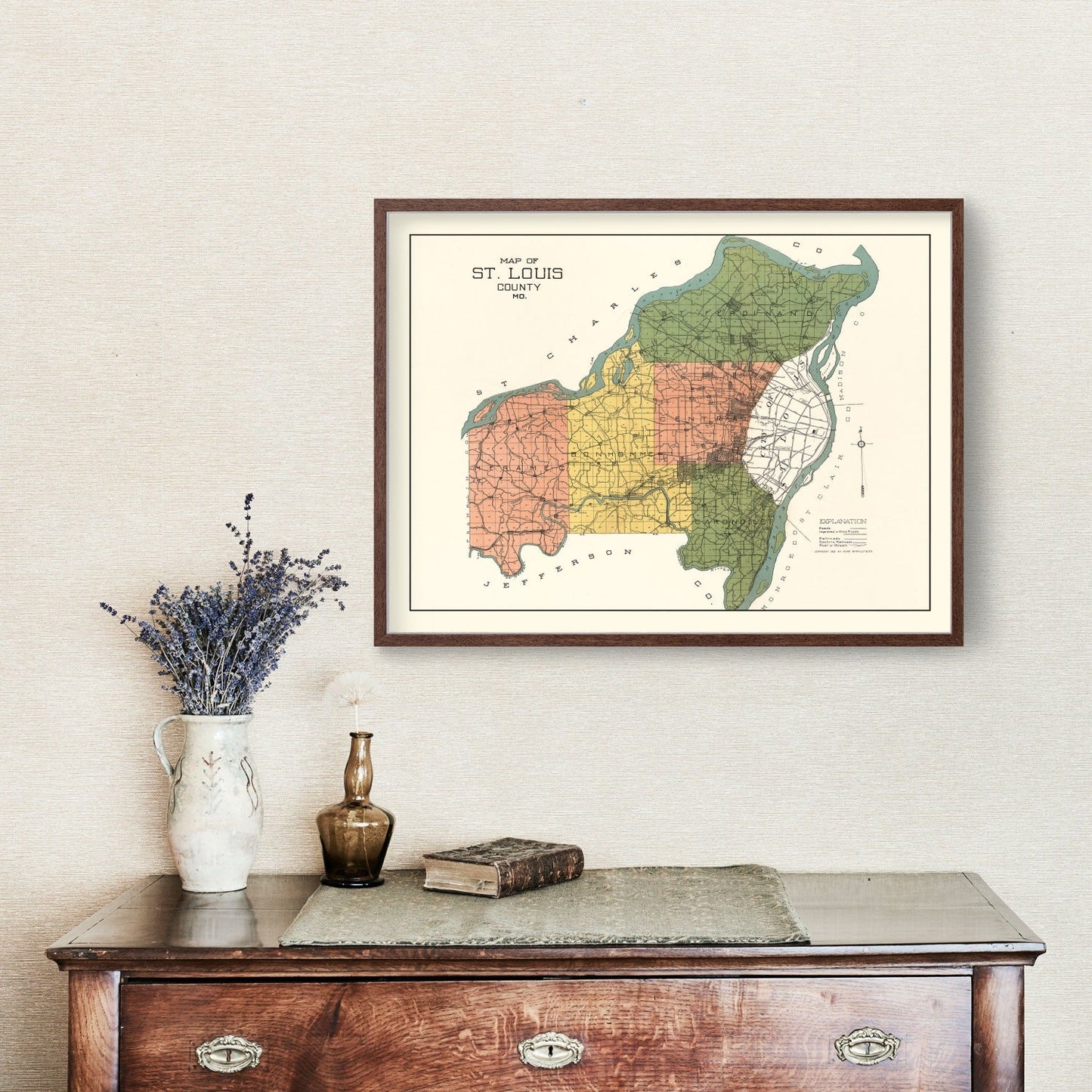 Vintage Map of St. Louis County, Missouri, 1912