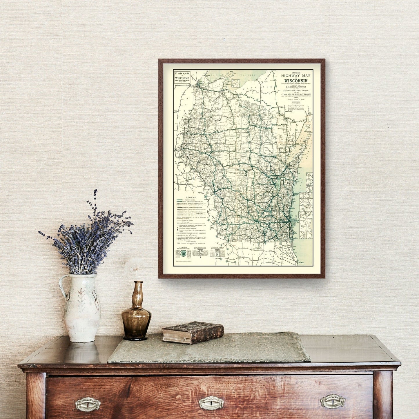 Vintage Map of Wisconsin, 1927