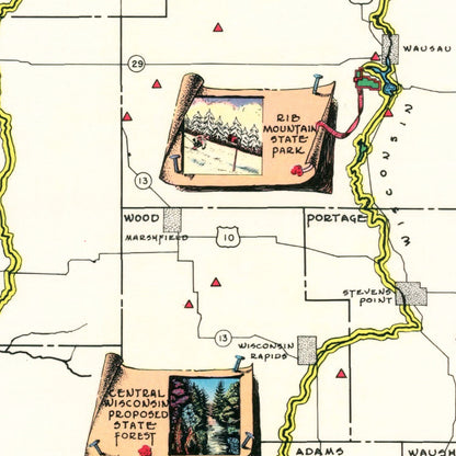 Vintage Map of Wisconsin, 1939