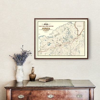 Vintage Fox River, Wisconsin Map, 1839