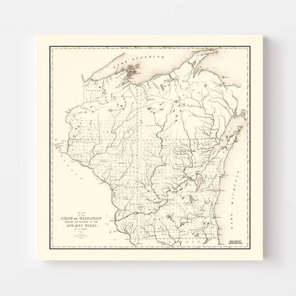 Vintage Map of Wisconsin, 1855