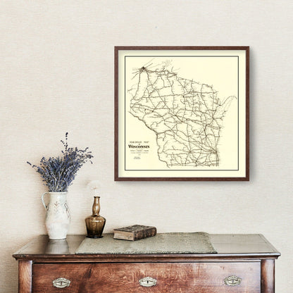 Vintage Map of Wisconsin, 1923