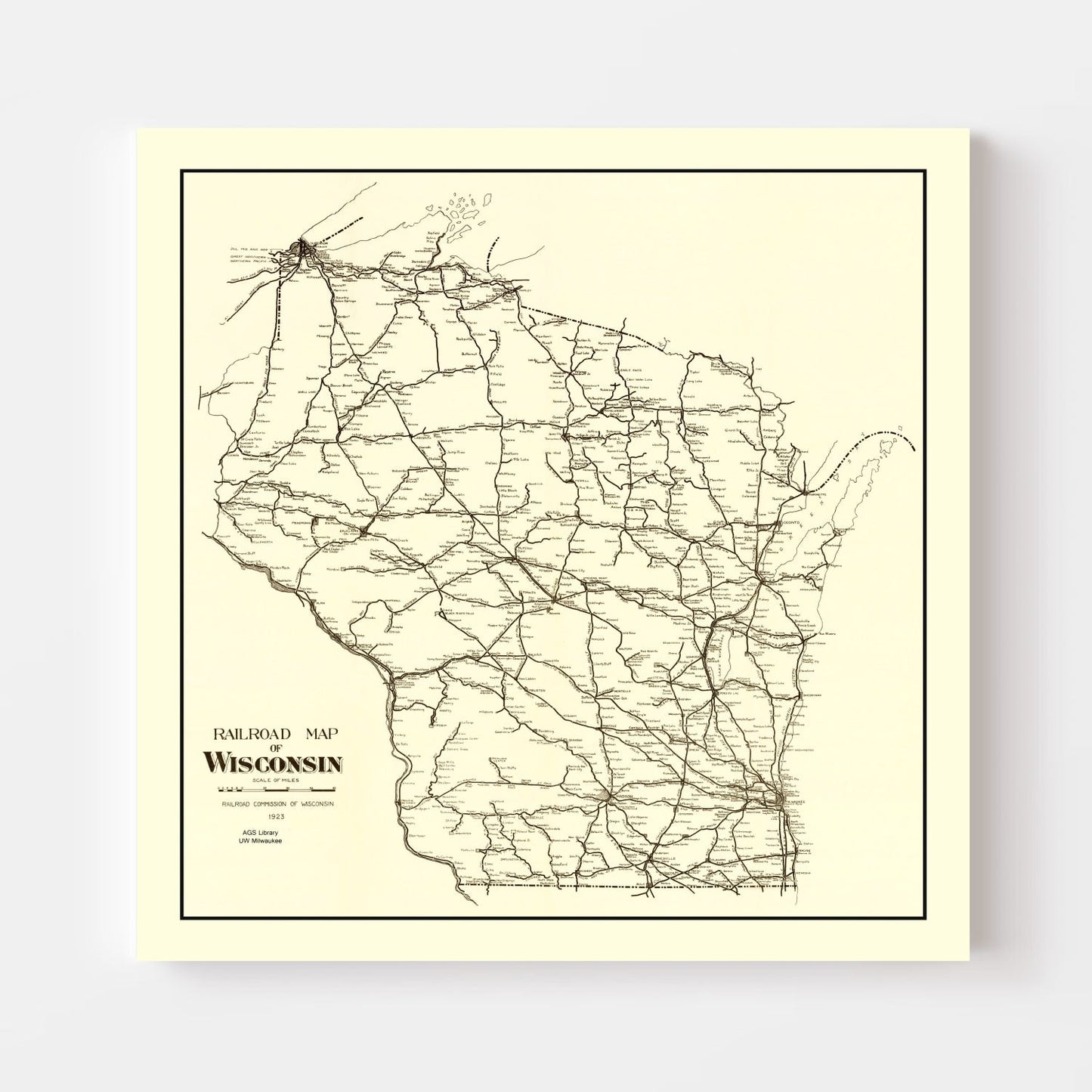 Vintage Map of Wisconsin, 1923