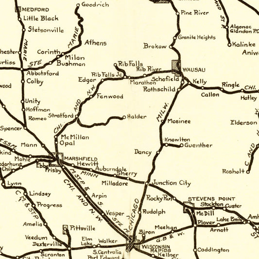 Vintage Map of Wisconsin, 1923