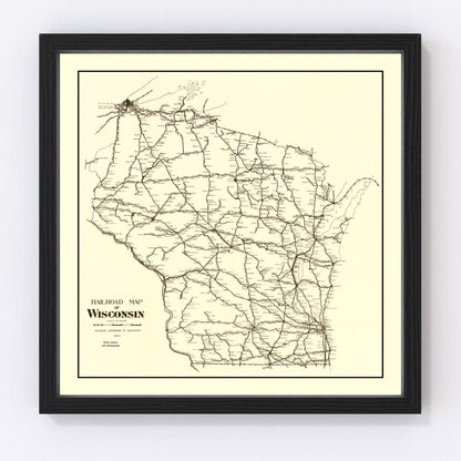 Vintage map of Wisconsin state, 1923, post-WWI era restored