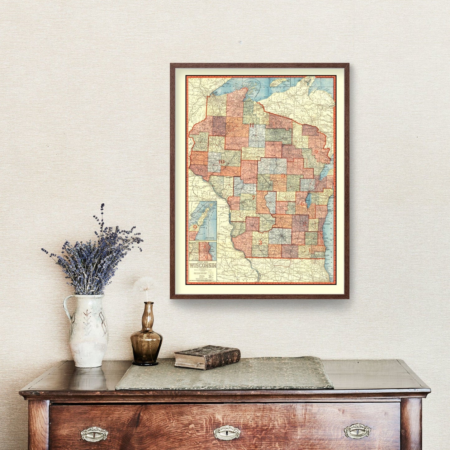 Vintage Map of Wisconsin, 1907