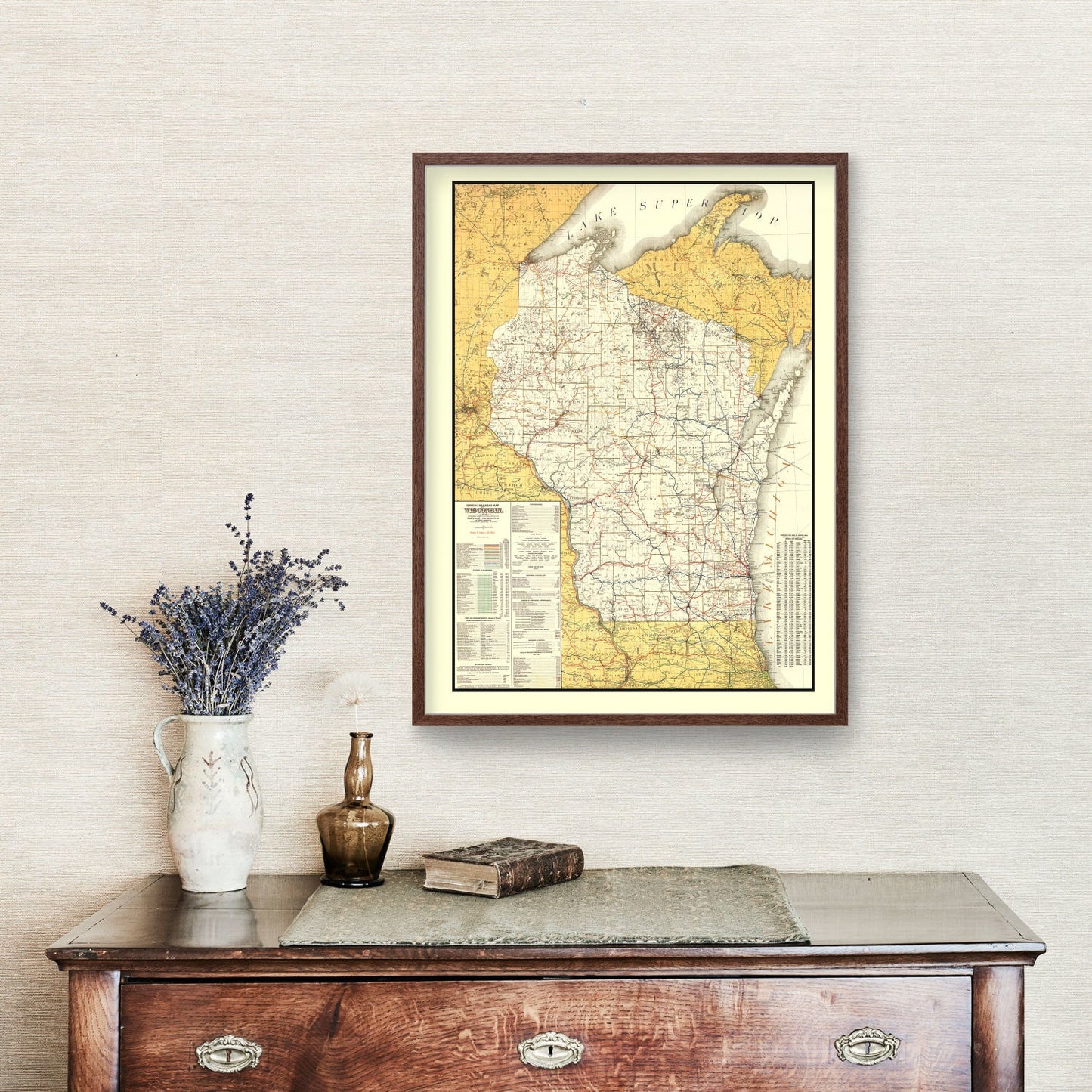 Vintage Railroad Map of Wisconsin, 1908