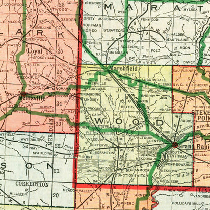 Vintage Map of Wisconsin, 1913