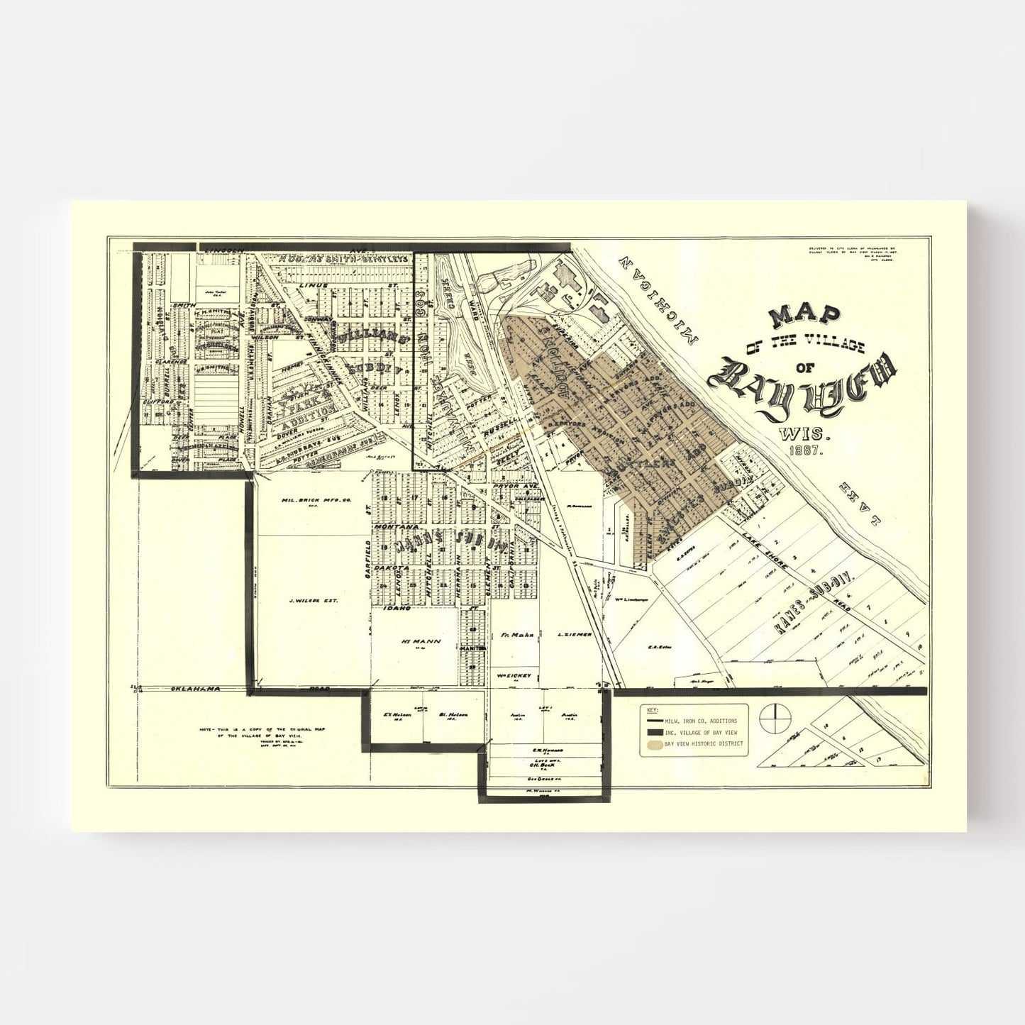 Vintage Map of Bay View, Wisconsin, 1919