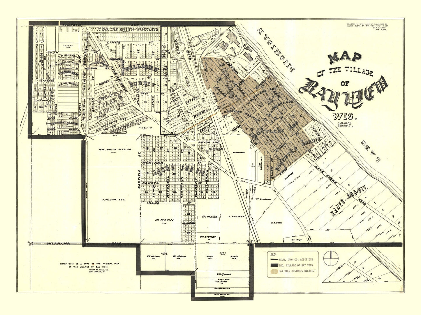 Vintage Map of Bay View, Wisconsin, 1919