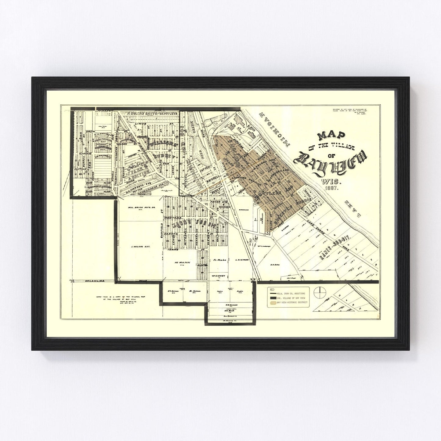 Vintage map of Bay View, Wisconsin, 1919