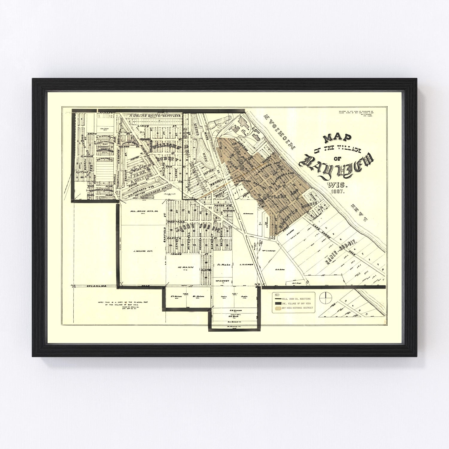 Vintage map of Bay View, Wisconsin, 1919