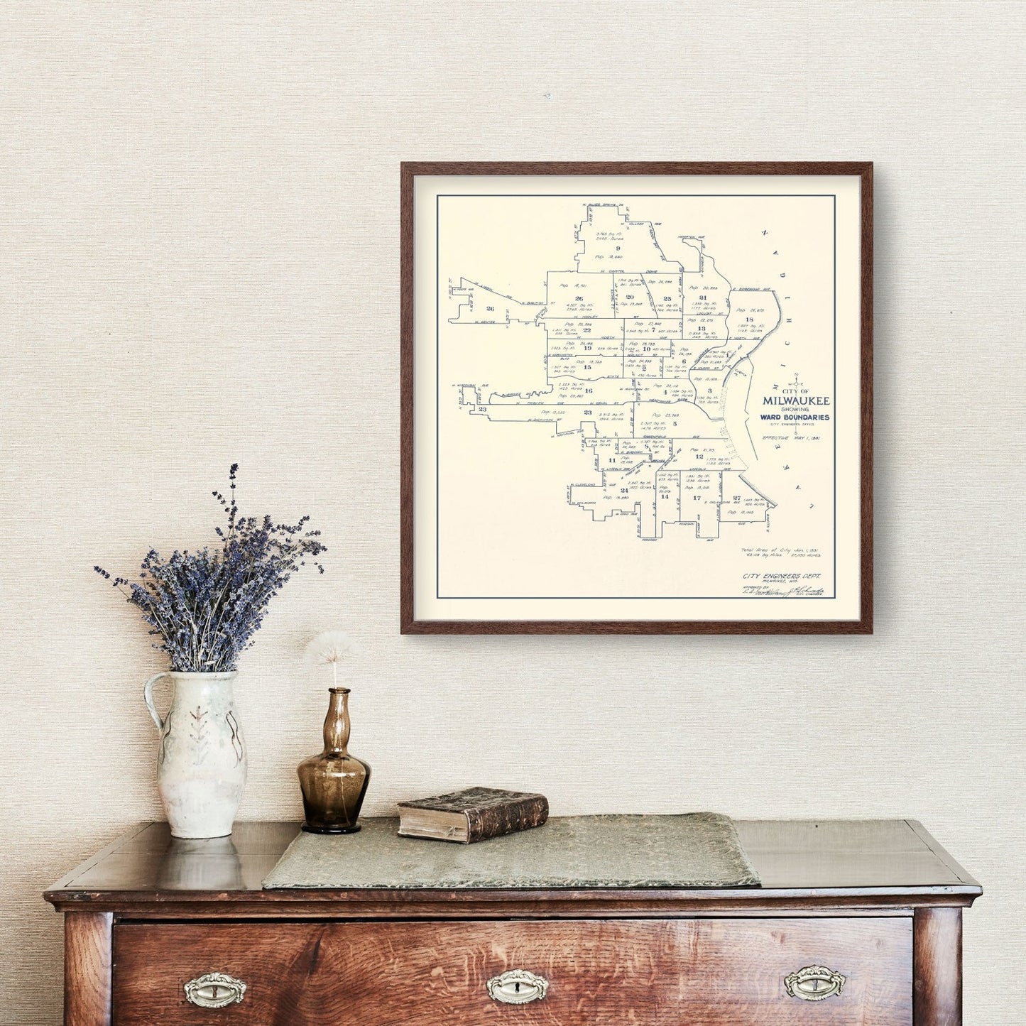 Vintage Map of Milwaukee, Wisconsin, 1931
