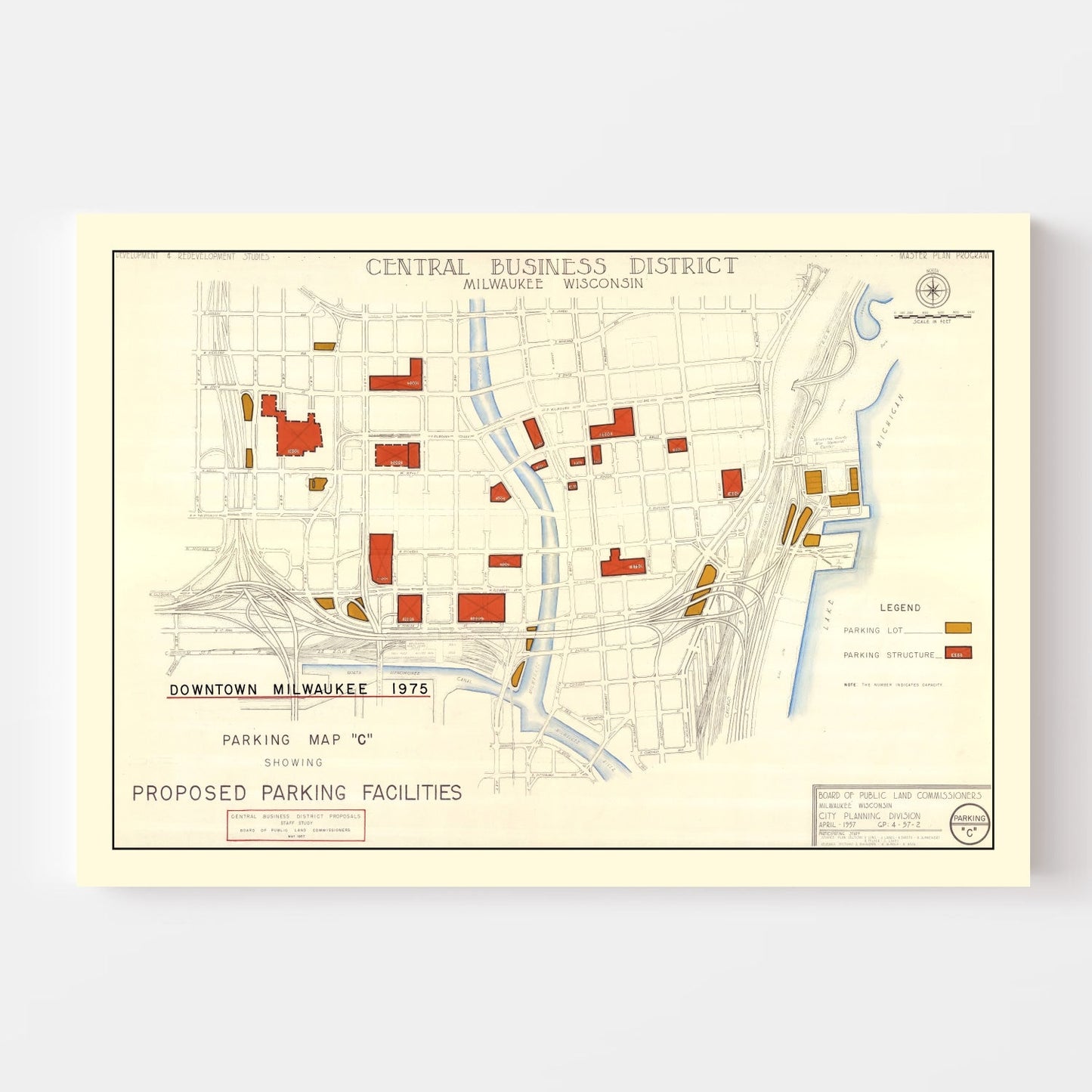 Vintage Map of Milwaukee, Wisconsin, 1957