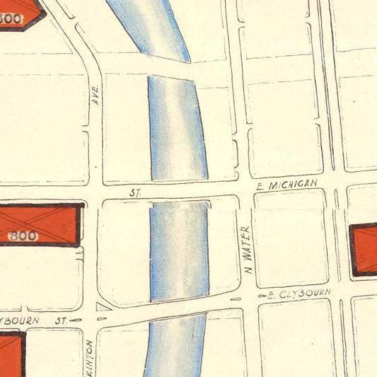 Vintage Map of Milwaukee, Wisconsin, 1957