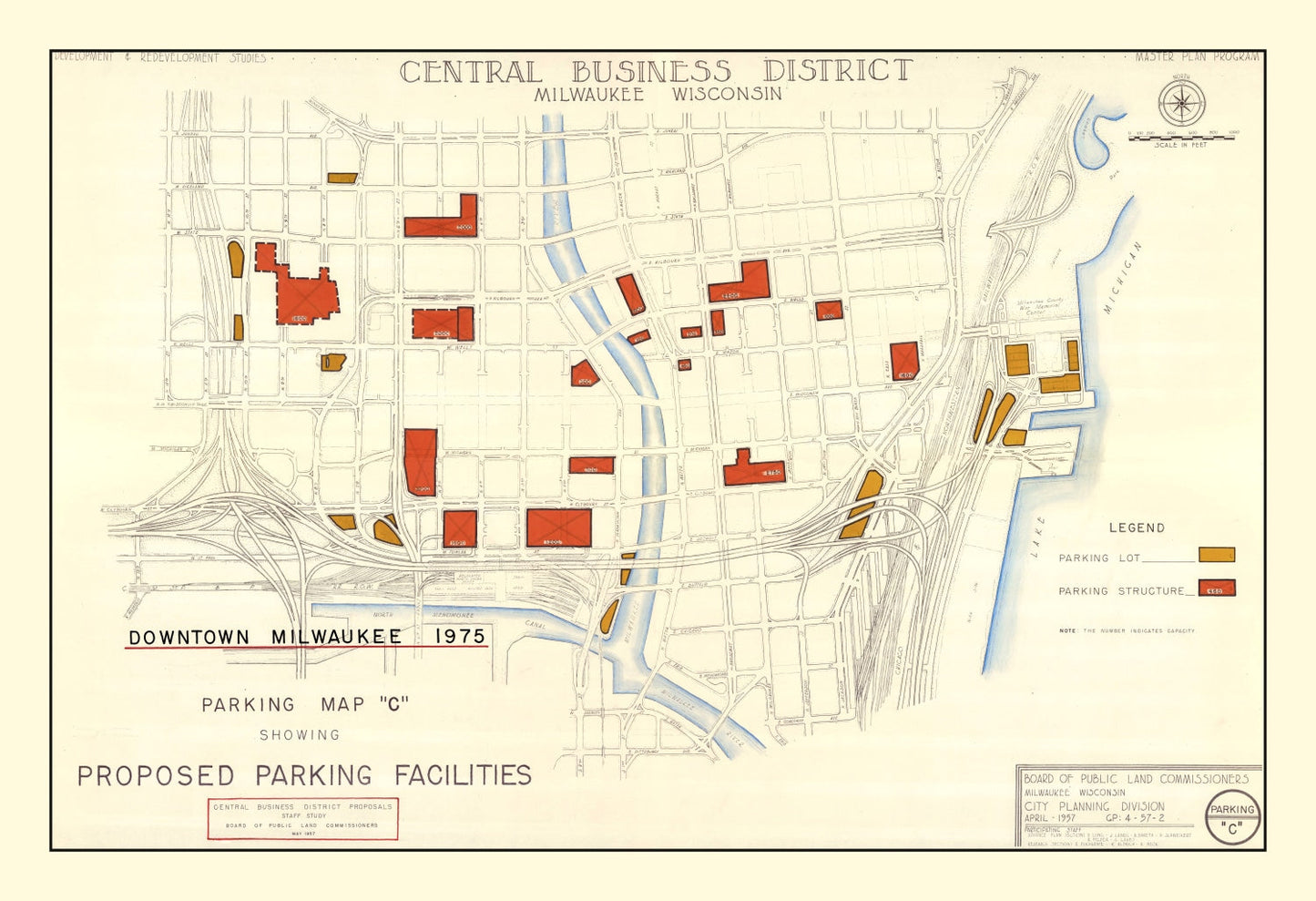 Vintage Map of Milwaukee, Wisconsin, 1957
