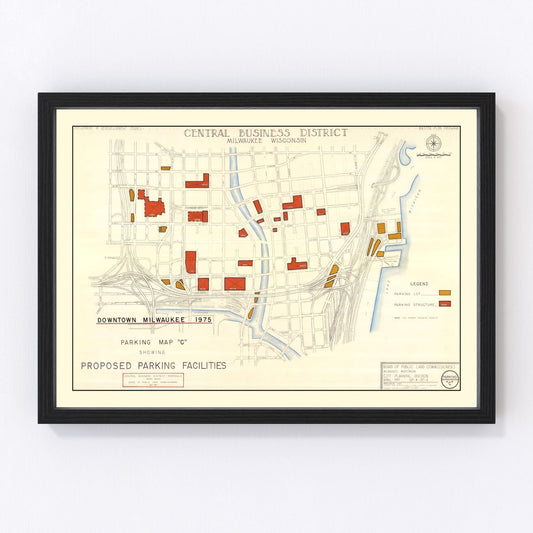 vintage map of Milwaukee, Wisconsin, 1957