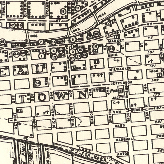 Vintage Map of Milwaukee, Wisconsin, 1870