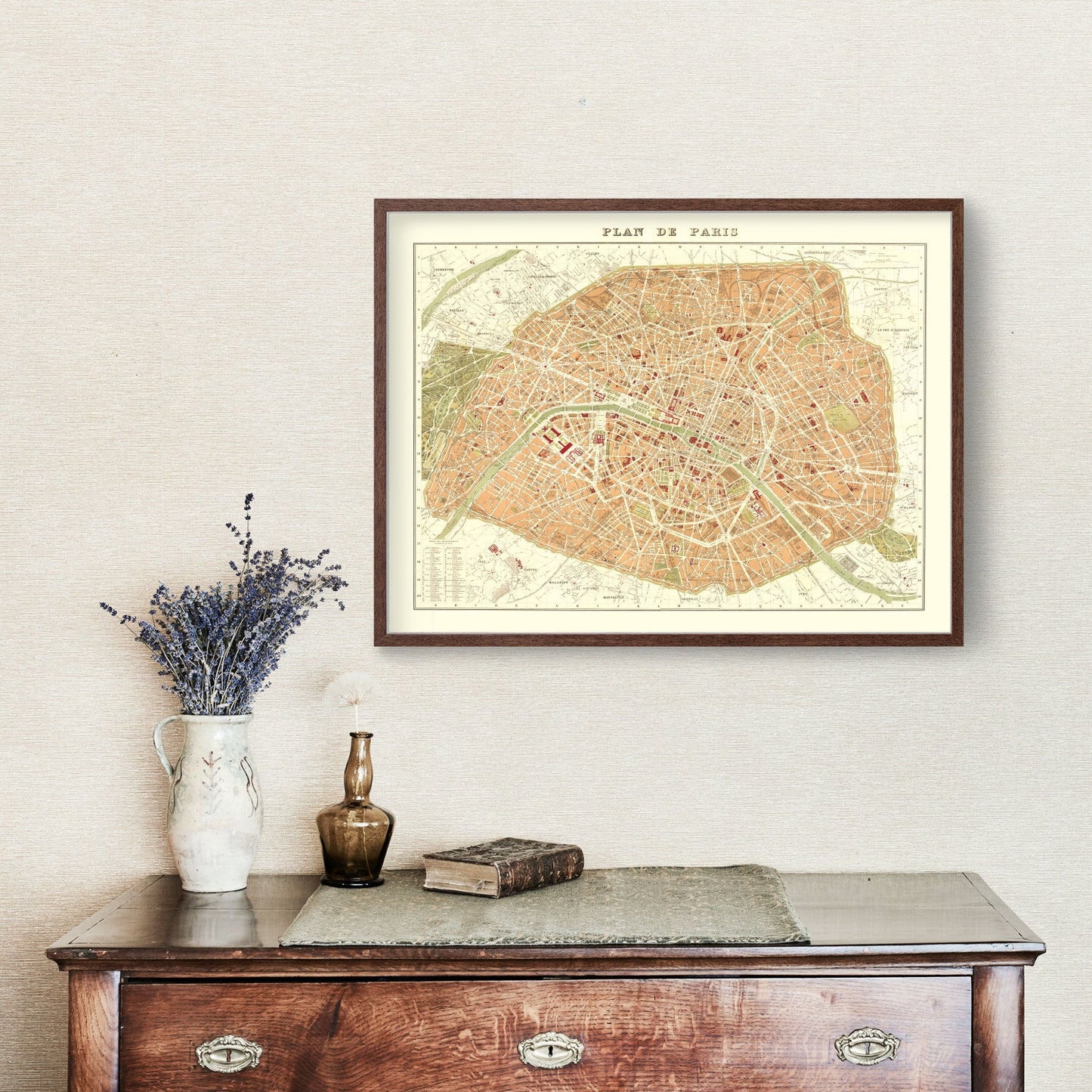 Vintage Map of Paris, France, 1893 (II)