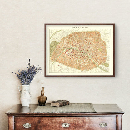 Vintage Map of Paris, France, 1893 (II)