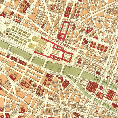 Vintage Map of Paris, France, 1893 (II)