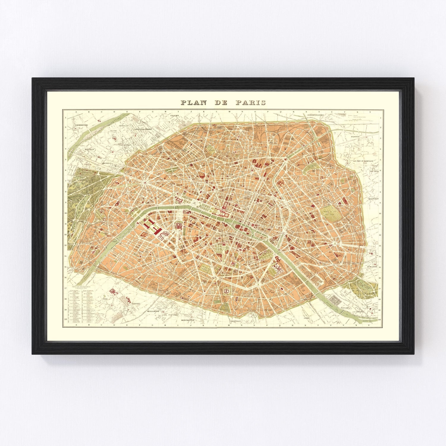 vintage map of Paris, France, 1893, alternate edition