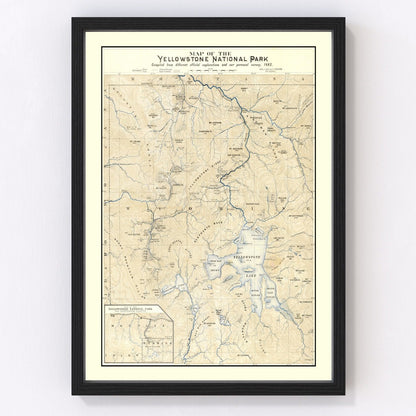 Vintage 1882 map of Yellowstone National Park one of the earliest national park maps, restored print