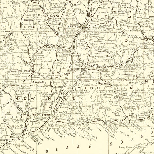 Vintage Map of Connecticut 1898