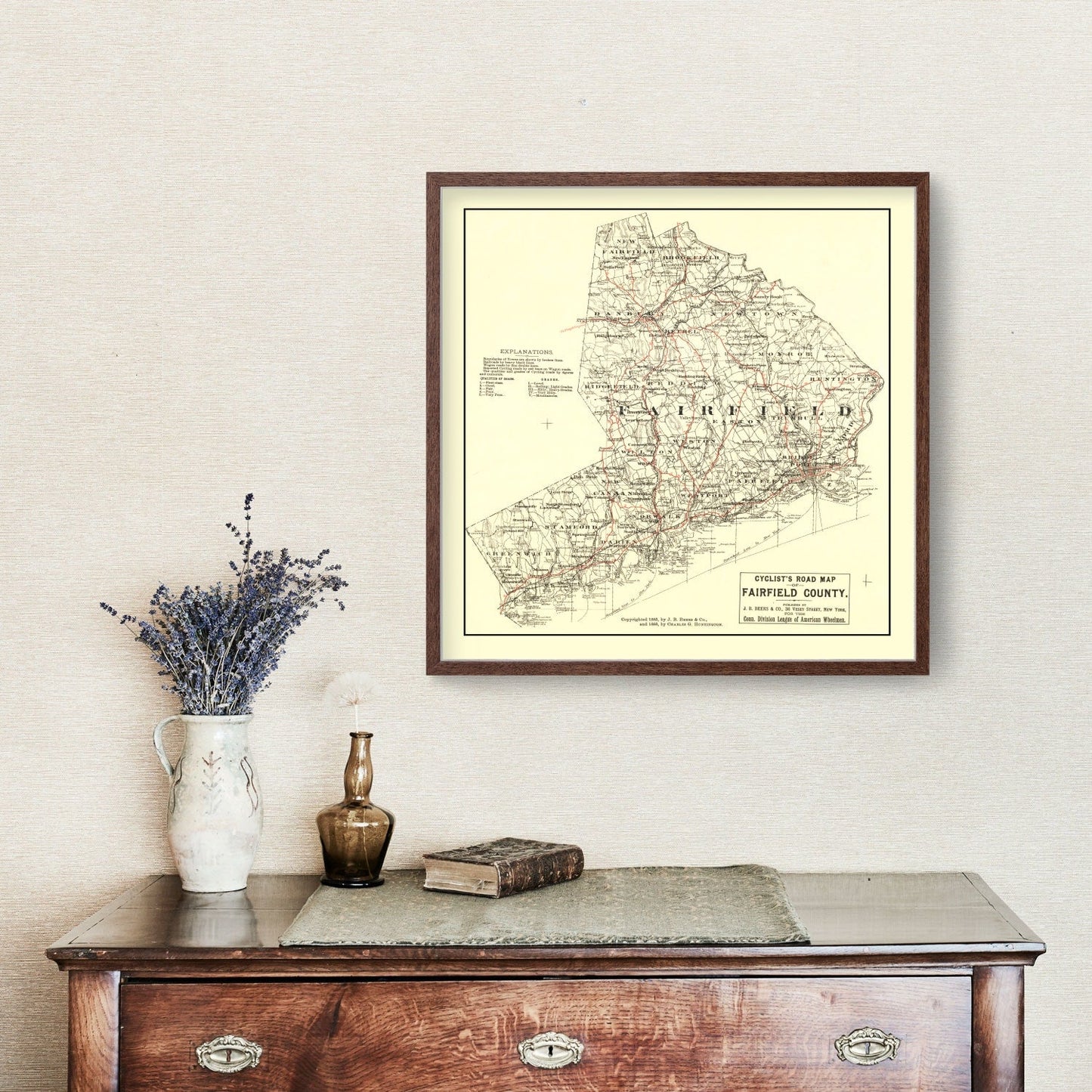 Vintage Map of Fairfield County, Connecticut, 1885
