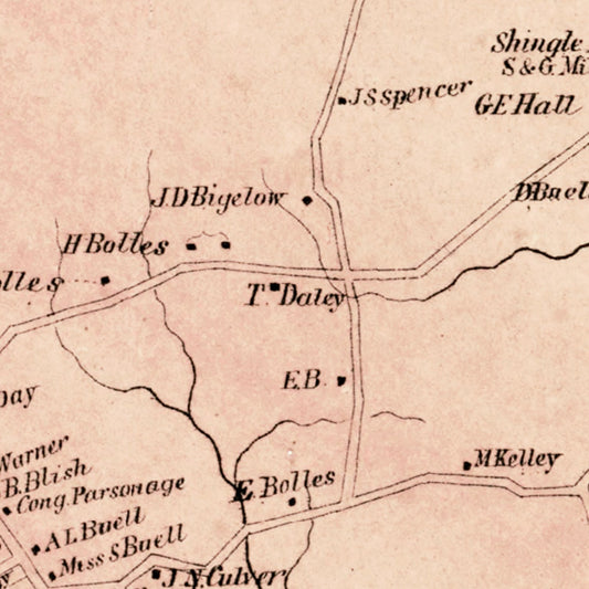 Vintage Map of Marlborough, Connecticut, 1869