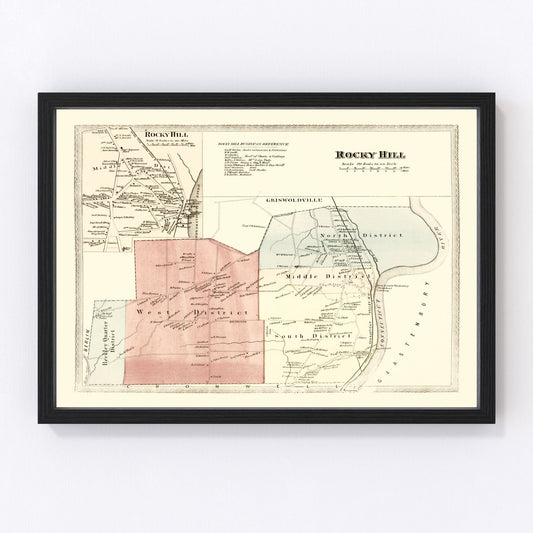 vintage map of Rocky Hill, Connecticut, 1869