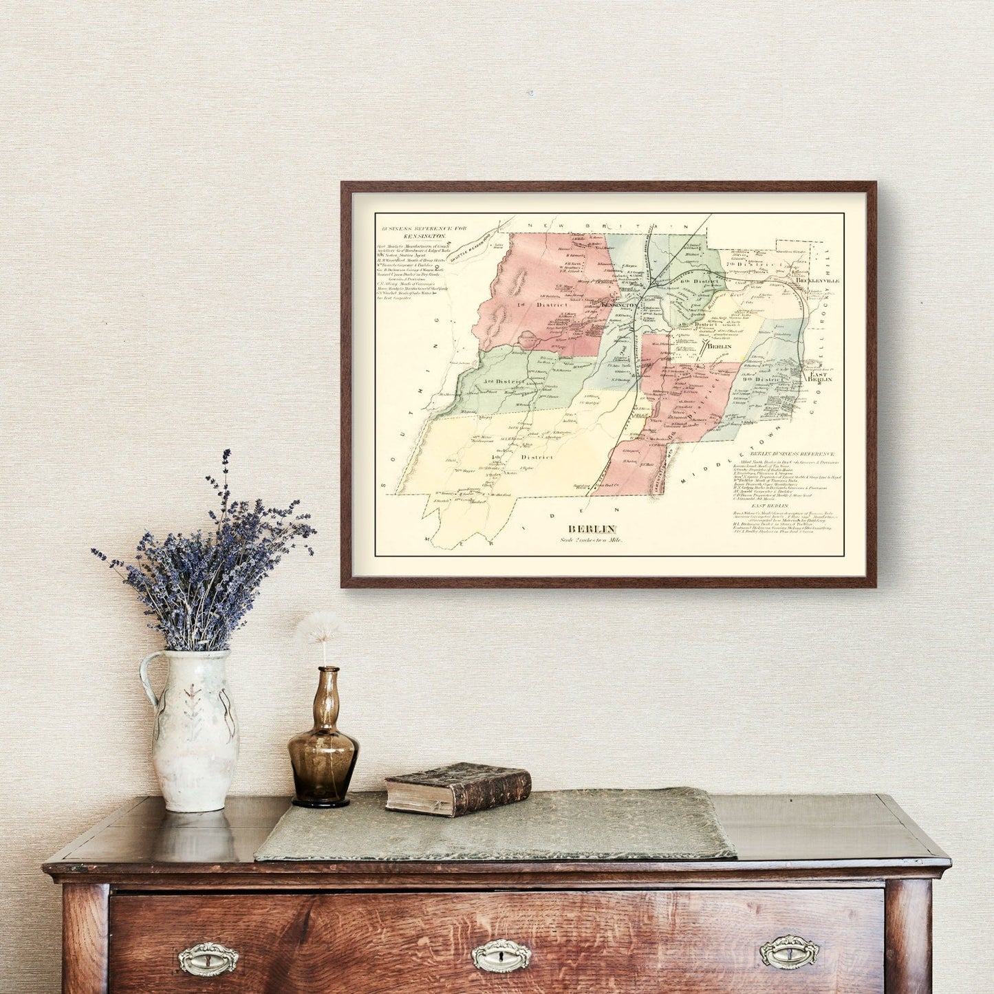 Vintage Map of Berlin, Connecticut, 1869