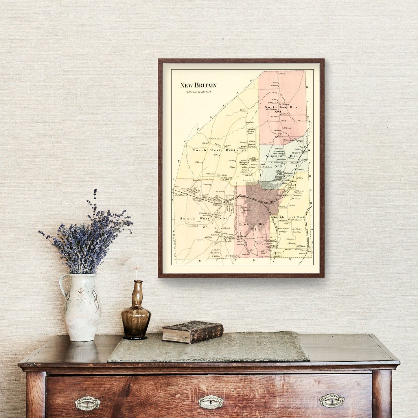 Vintage Map of New Britain, Connecticut, 1869